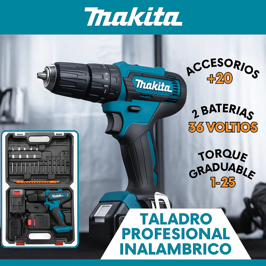 Makita 36V Caja Azul™ – Taladro Profesional 3 en 1 (Taladro, atornillador y percutor)
